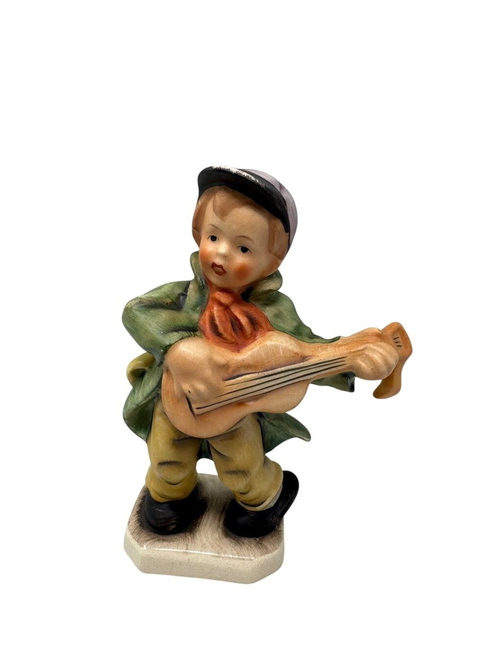 Vintage Friedel Germany Hand-Painted Boy Playing Guitar Porcelain Figurine 5.5”